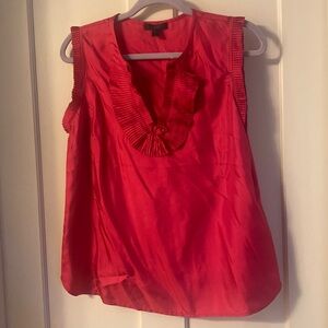 NWOT Jcrew 100% silk ruffle blouse, magenta ft. darting and pull-on style, 6!